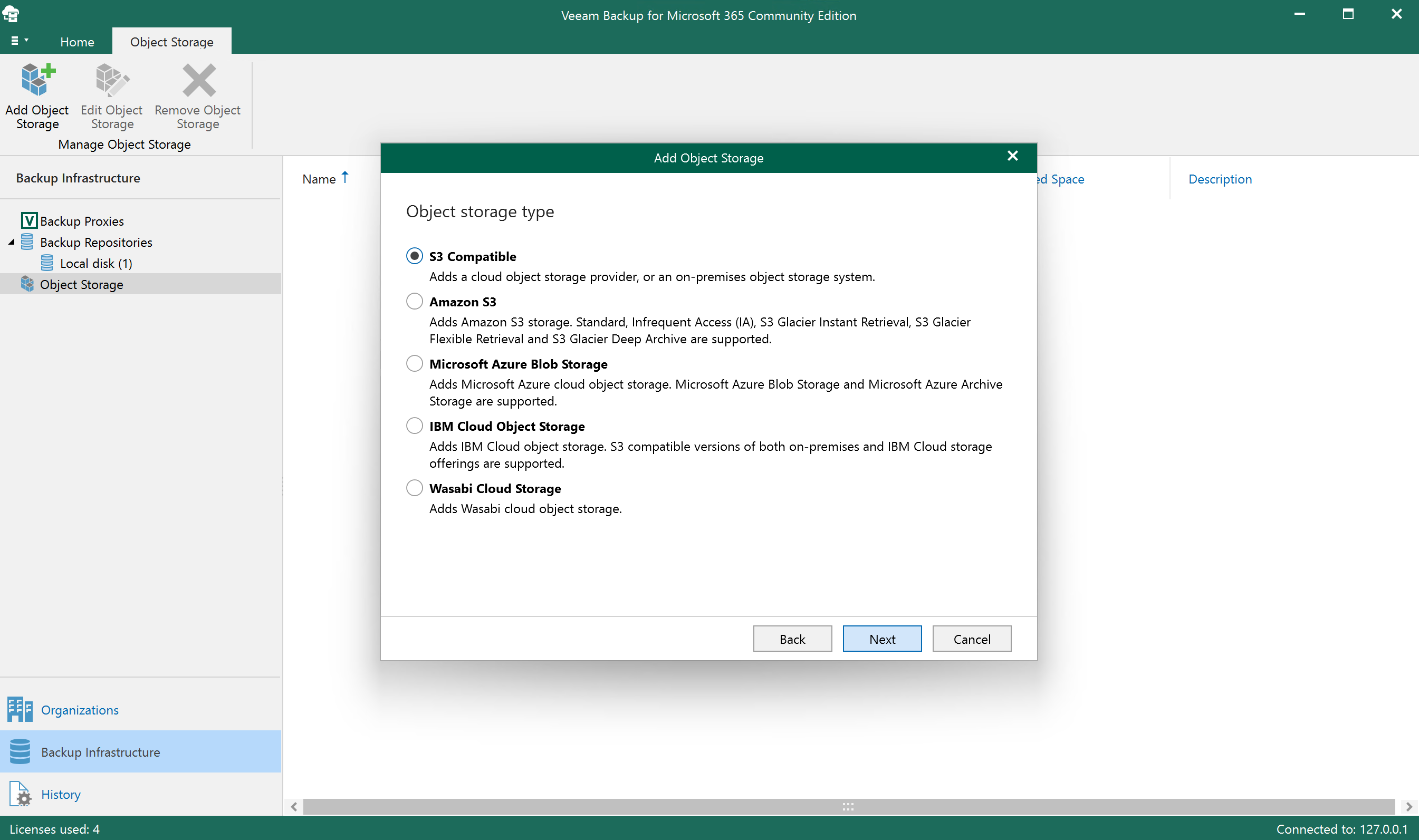 Veeam Backup & Replication - Configure ZERO-Z3 endpoint URL and region step 2